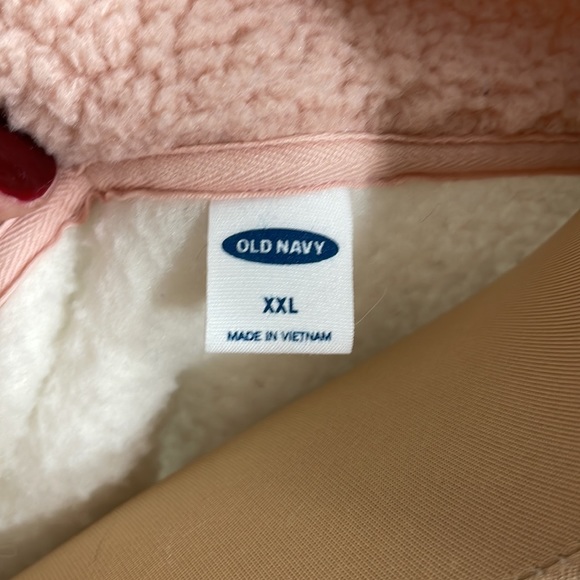 EUC Old Navy Cozy Sherpa Quarter-Zip Pullover in Cream and Pink XXL - Picture 6 of 9